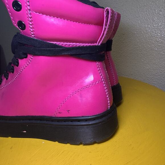 Dr Martens Hot Pink Mix Lamper Boots High Top Women's US 7 Patent Leather Docs - Picture 2 of 16